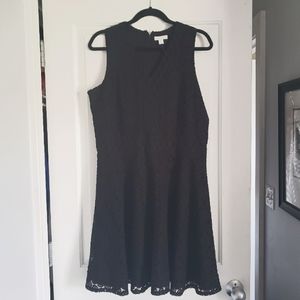 Black, petite fit and flare lace dress